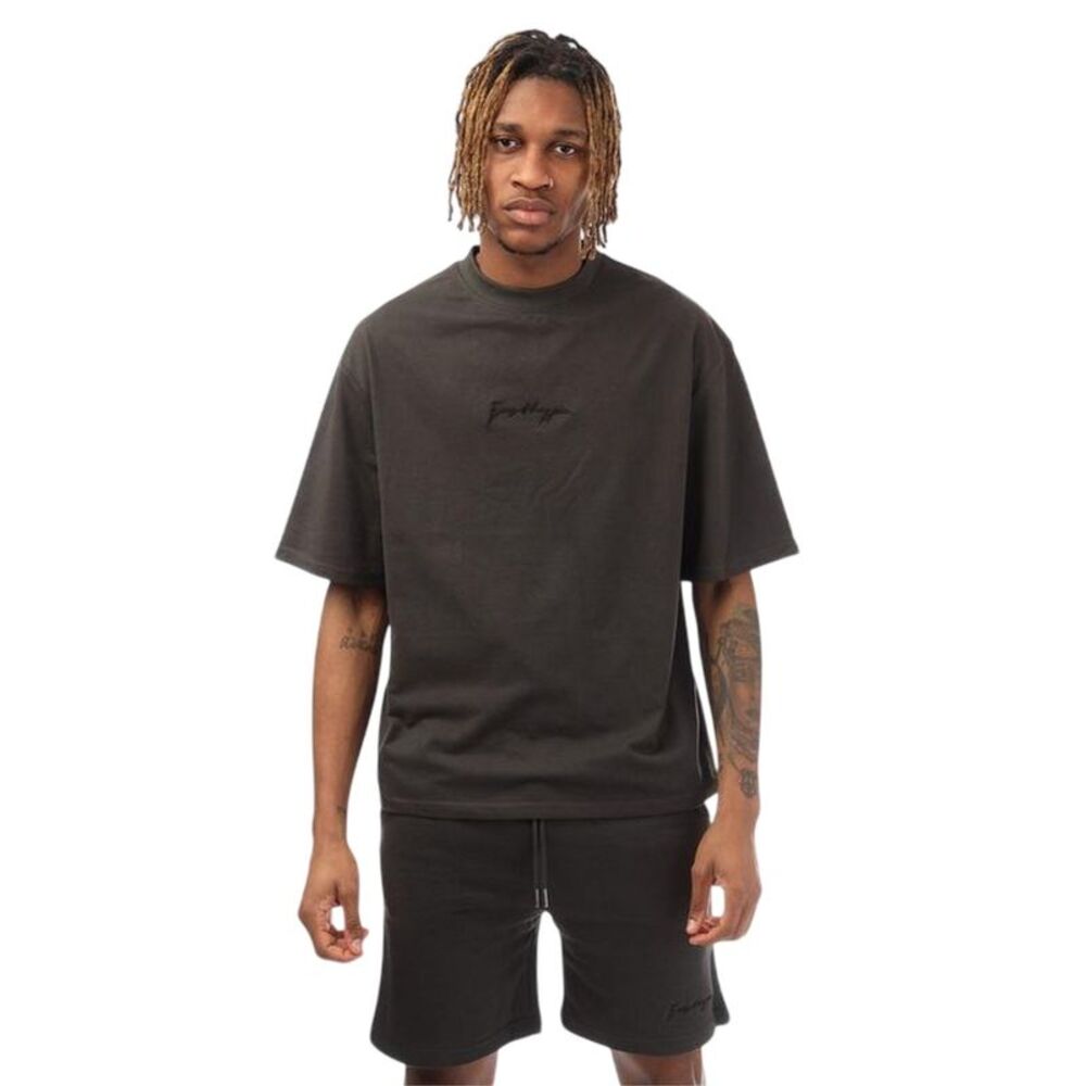 Hype Mens Signature Logo Oversized T-Shirt / Black